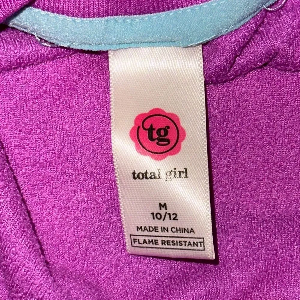 Total Girl Girls Fleece Nightgown Size 10/12 Purple Emoji Print Long Sleeve